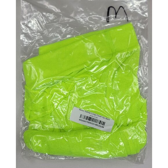 Long Cover Up Skirt Neon Yellow GeeGee Womens Med Swim Wear Polyester New - Picture 5 of 6